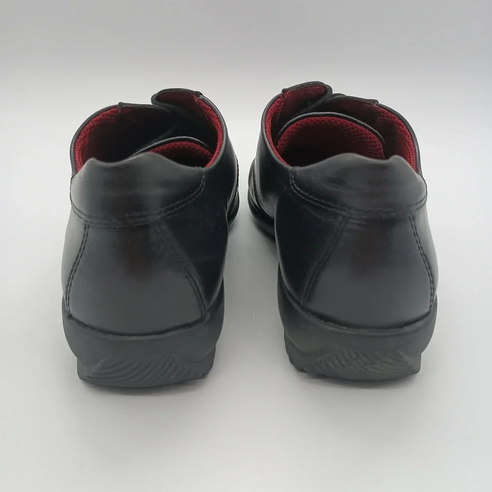 ECCO Black Leather Square Toe Lace‎ Up Oxford Shoes Red Lining Womens 37